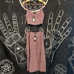 ⚡️Motel “Hemary” Crop Top & “Sanya” Midi Skirt Set Pink Floral⚡️